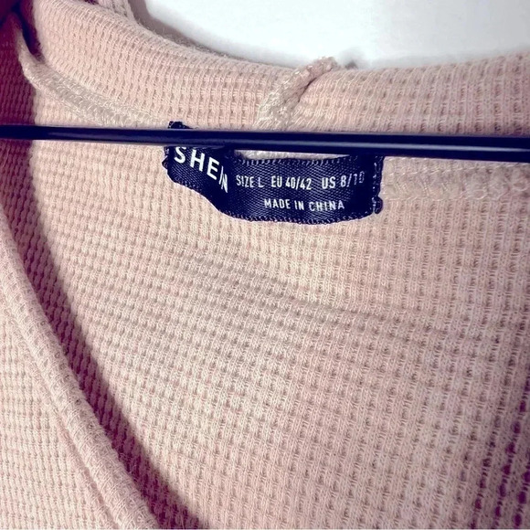 Shein Waffle Knit Taupe Hoodie - Picture 2 of 4